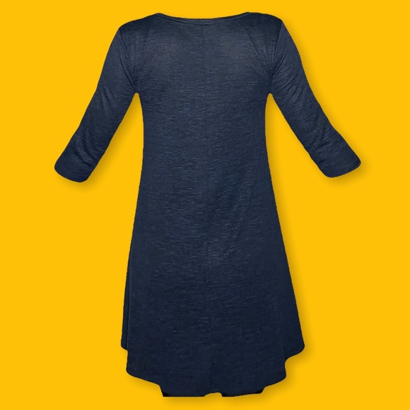 Navy A-Line Women's 3/4 Sleeve Boat-Neck Dress - Picture 2 of 2